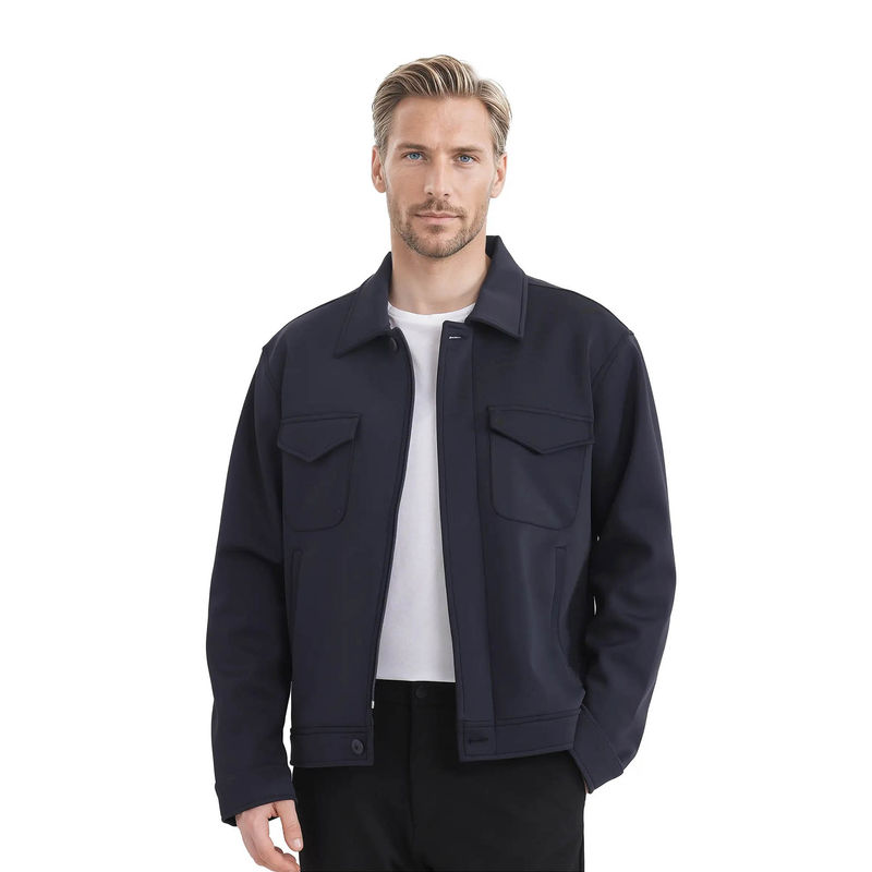 Rare Rabbit Mapi Navy Blue Plain Regular Fit Jacket (2XL)