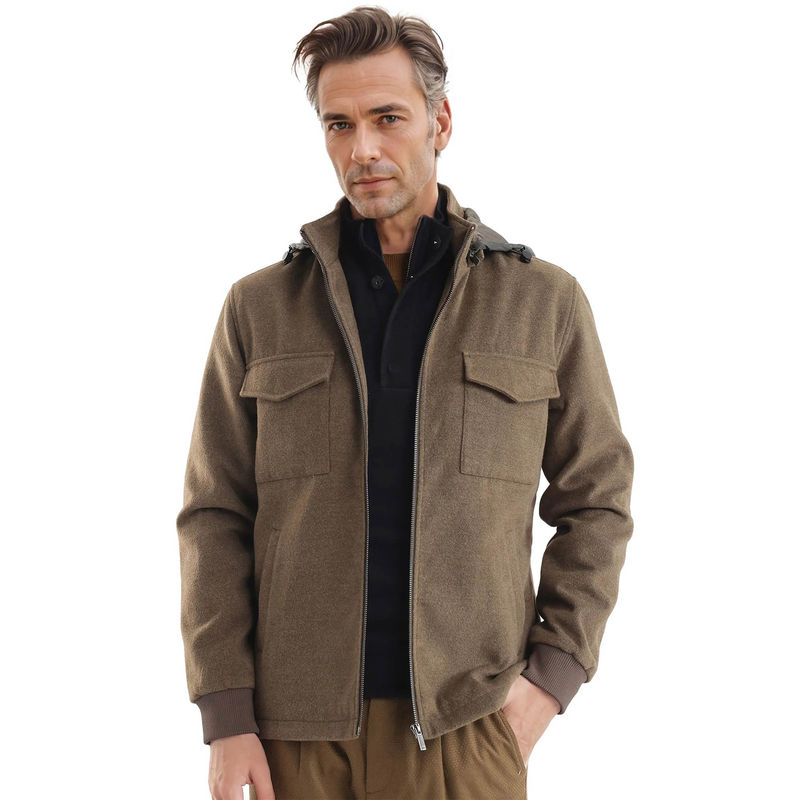 Rare Rabbit Meron Khaki Textured Relaxed Fit Jacket (XL)