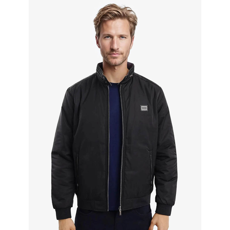 Rare Rabbit Royban-2 Black Plain Regular Fit Jacket (S)