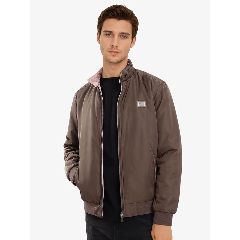 Rare Rabbit Royban-2 Brown Plain Regular Fit Jacket (XS)