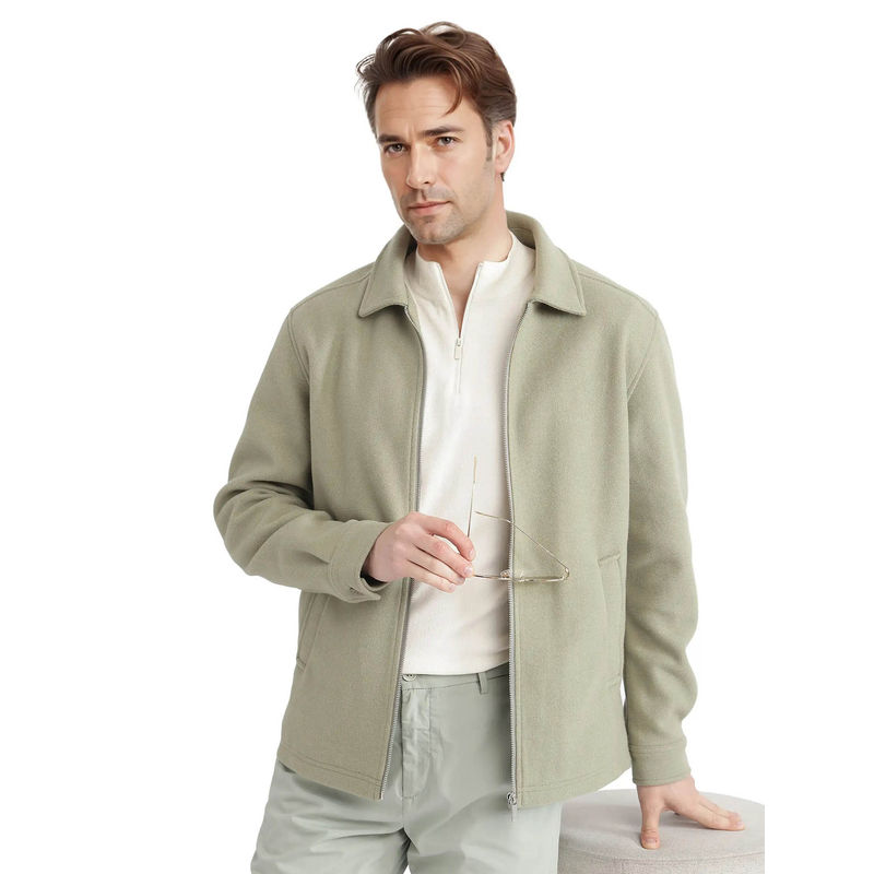 Rare Rabbit Tweeder-2 Pastel Green Plain Relaxed Fit Jacket (L)
