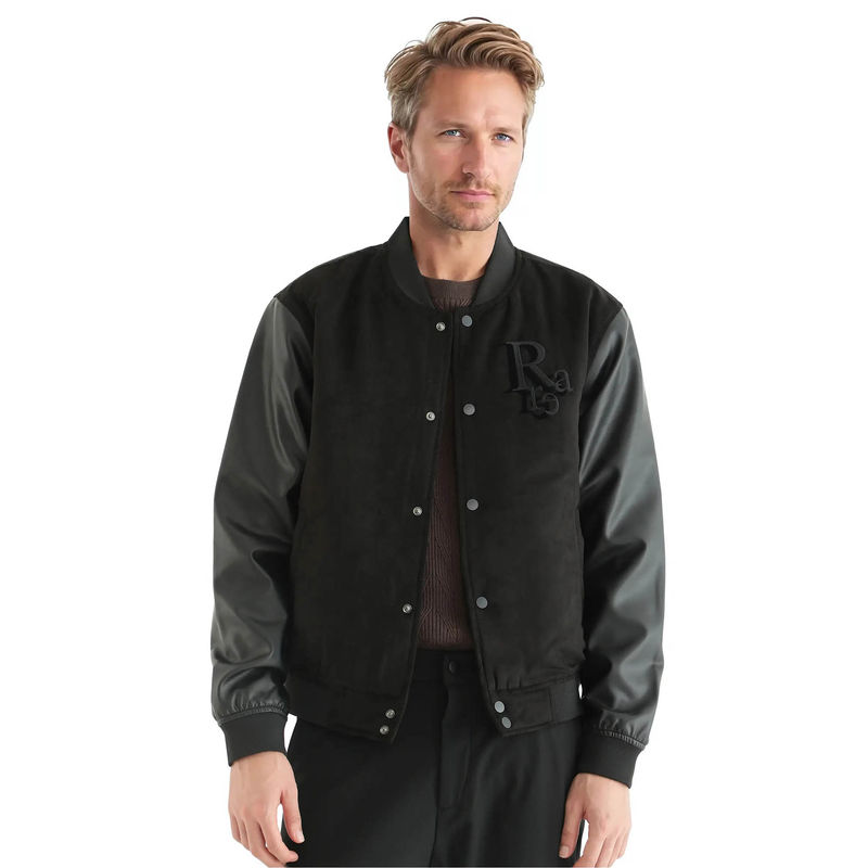 Rare Rabbit Varos Black Solid Regular Fit Jacket (2XL)