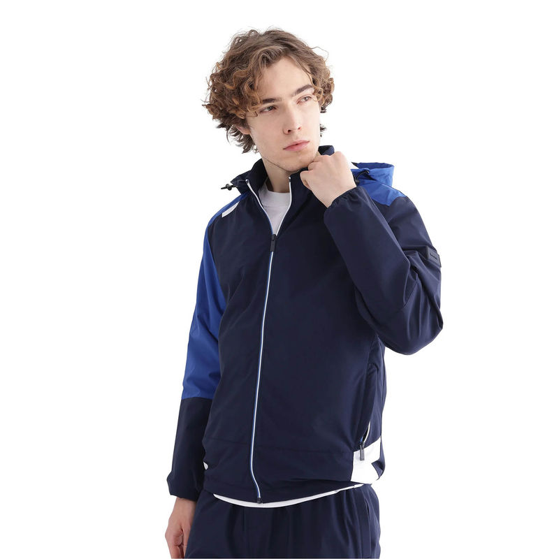 Rare Rabbit Wando Dark Blue Colorblock Regular Fit Jacket (M)