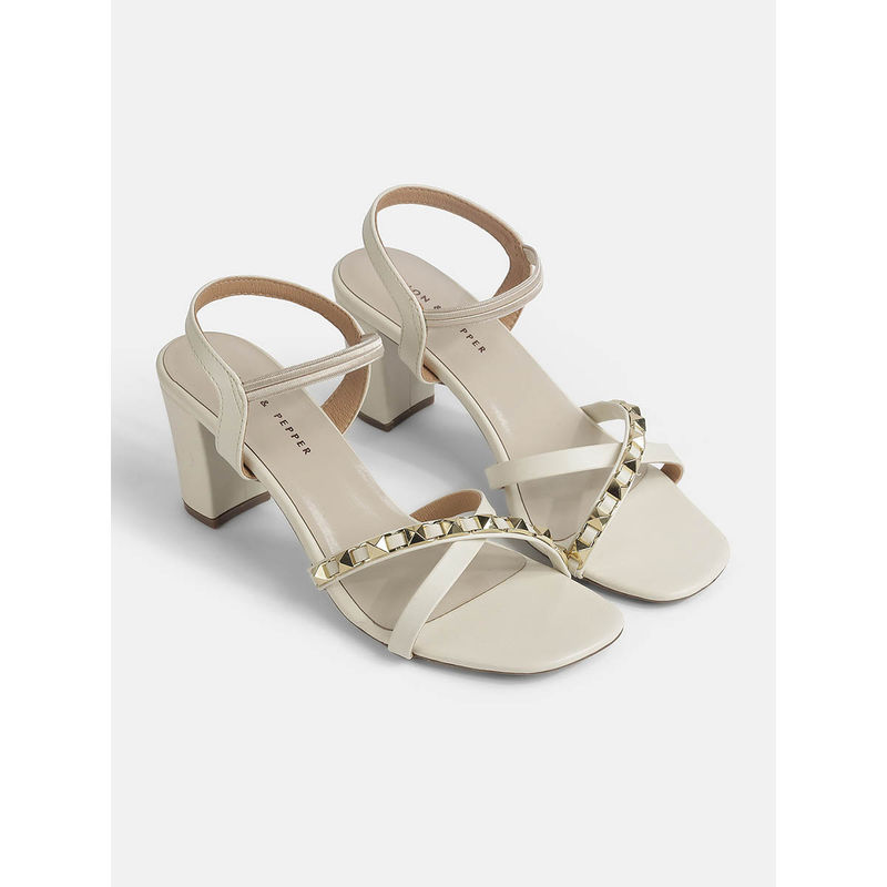 Lemon & Pepper Cream Casual Heel Sandals (EURO 37)