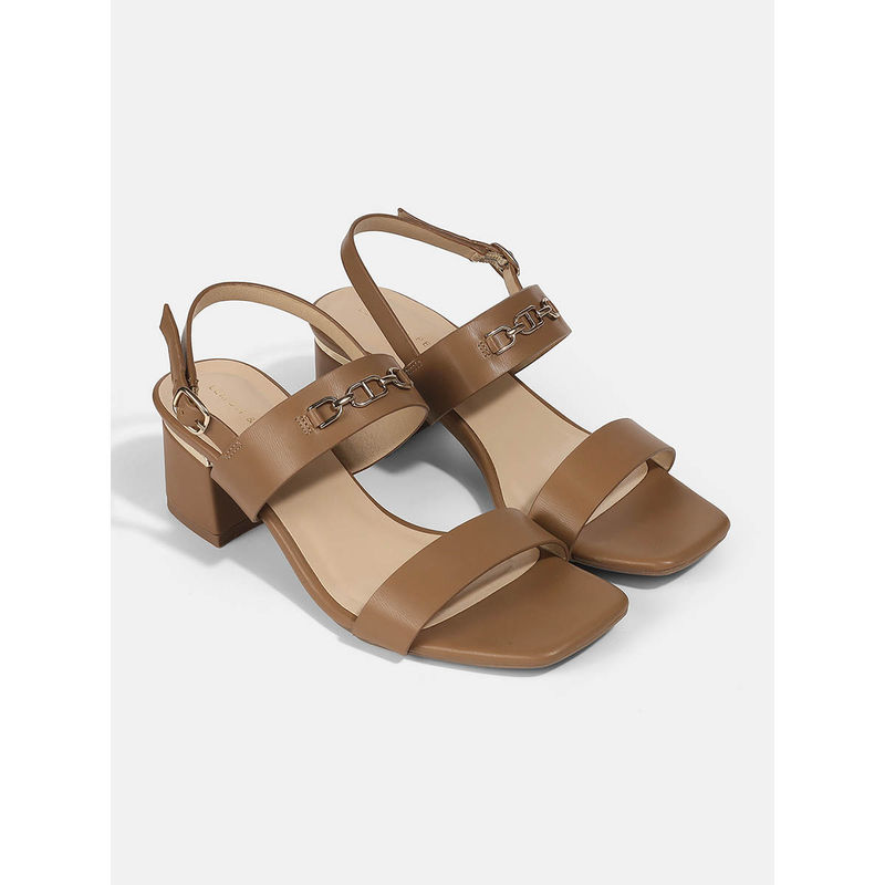 Lemon & Pepper Tan Casual Block Heel Sandals (EURO 35)