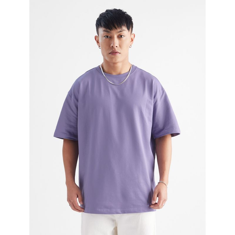 The Souled Store Original Solids: Winter Mauve Oversized T-Shirts for Mens (XL)