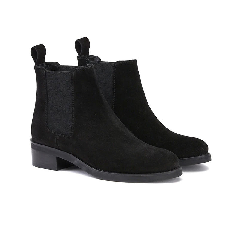 Saint G Solid Black Leather Slip On Ankle Boots (EURO 37)