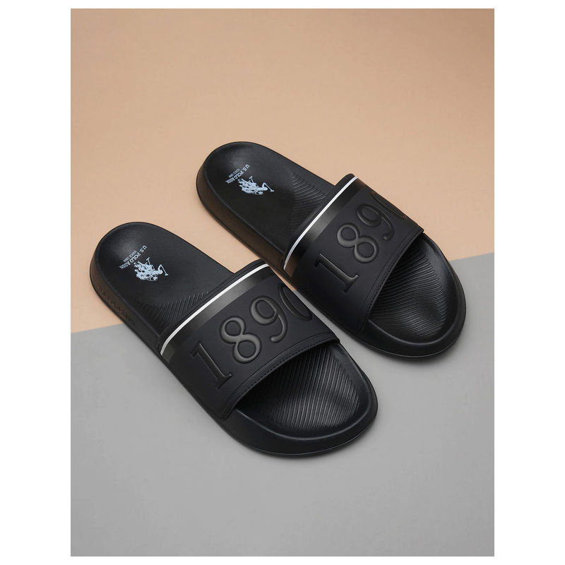 U.S. POLO ASSN. Black Kohana Stylish Sliders for Men (UK 9)