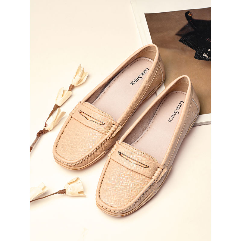 Louis Stitch Women Beige Premium Solid Slip-On Casual Loafers (UK 4)