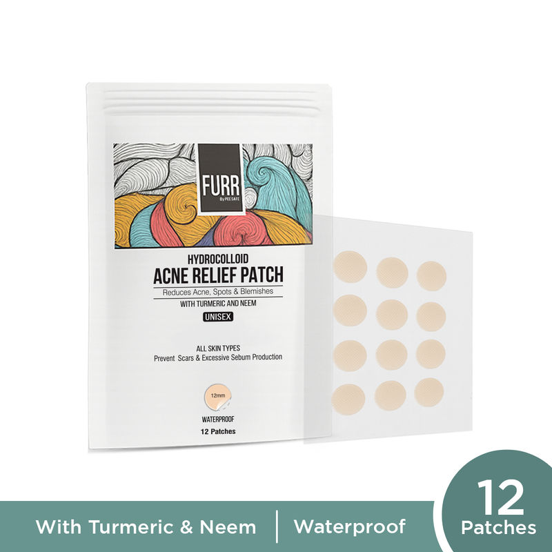 FURR Acne Patches - 12 Hydrocolloid Pimple Patches With Turmeric & Neem