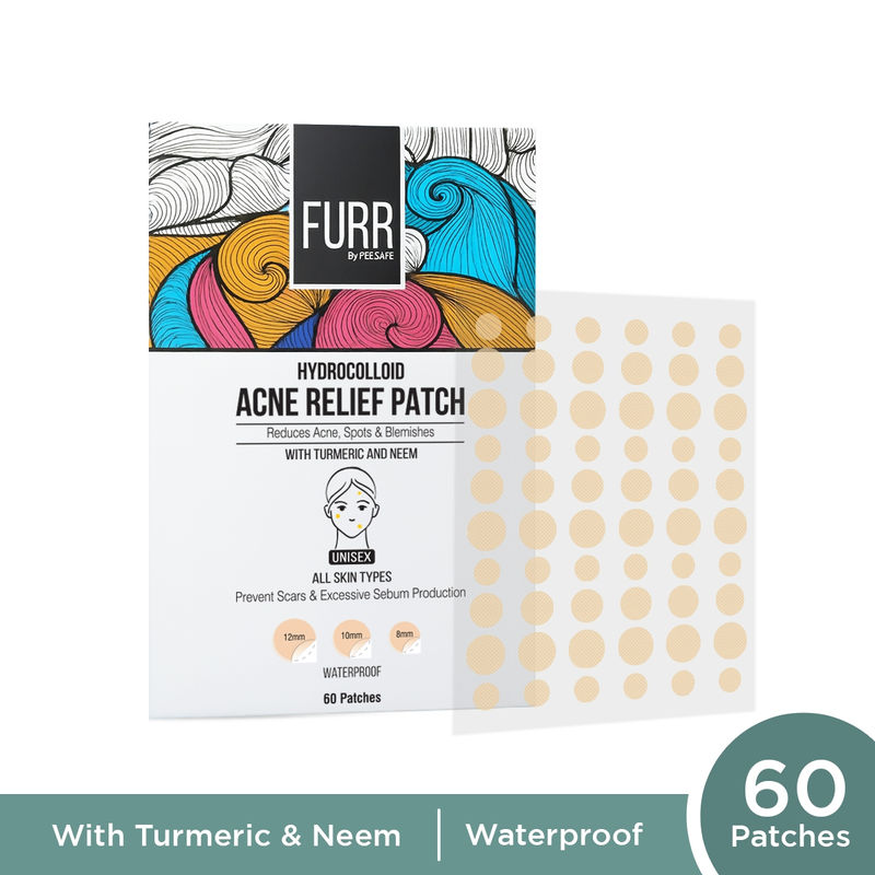 FURR Acne Patches - 60 Hydrocolloid Pimple Patches in 3 Sizes With Turmeric & Neem