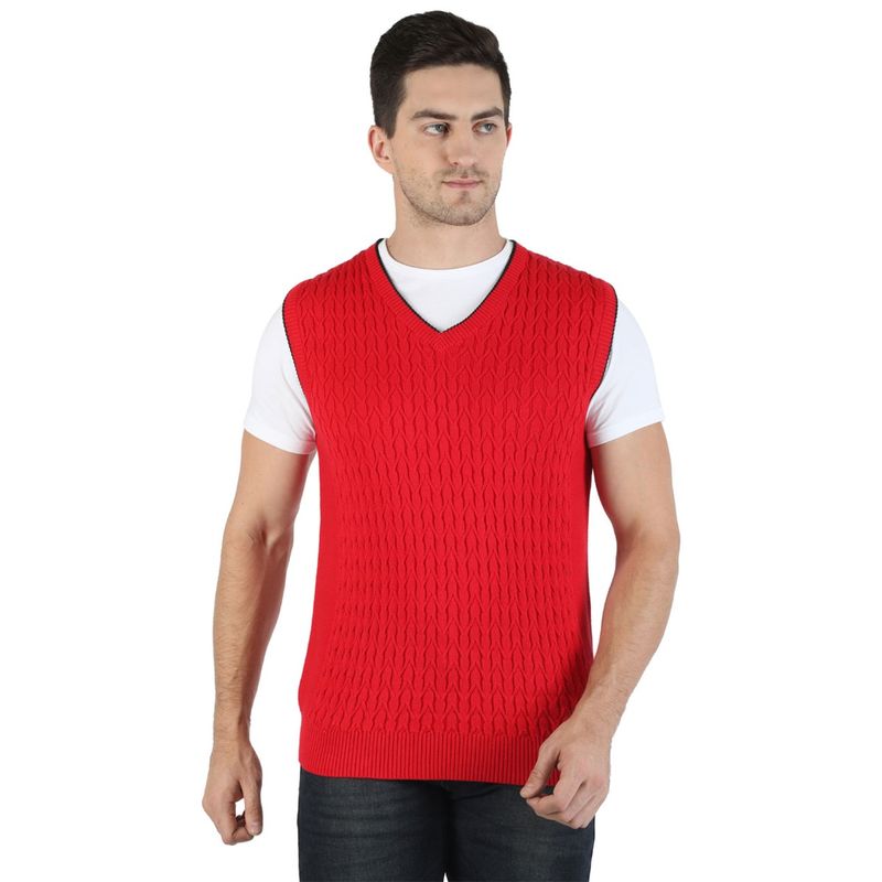 Monte Carlo Men Red Cotton Printed Sweater (46)