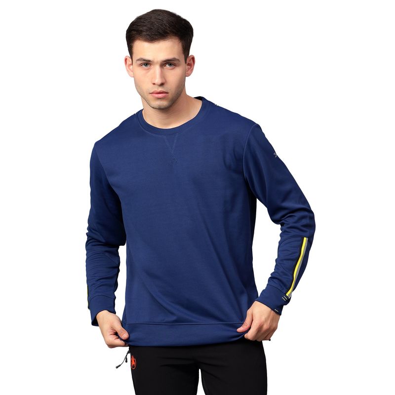Trenz Navy Blue Crew Neck Men Full Sleeves Sweatshirt (2XL)