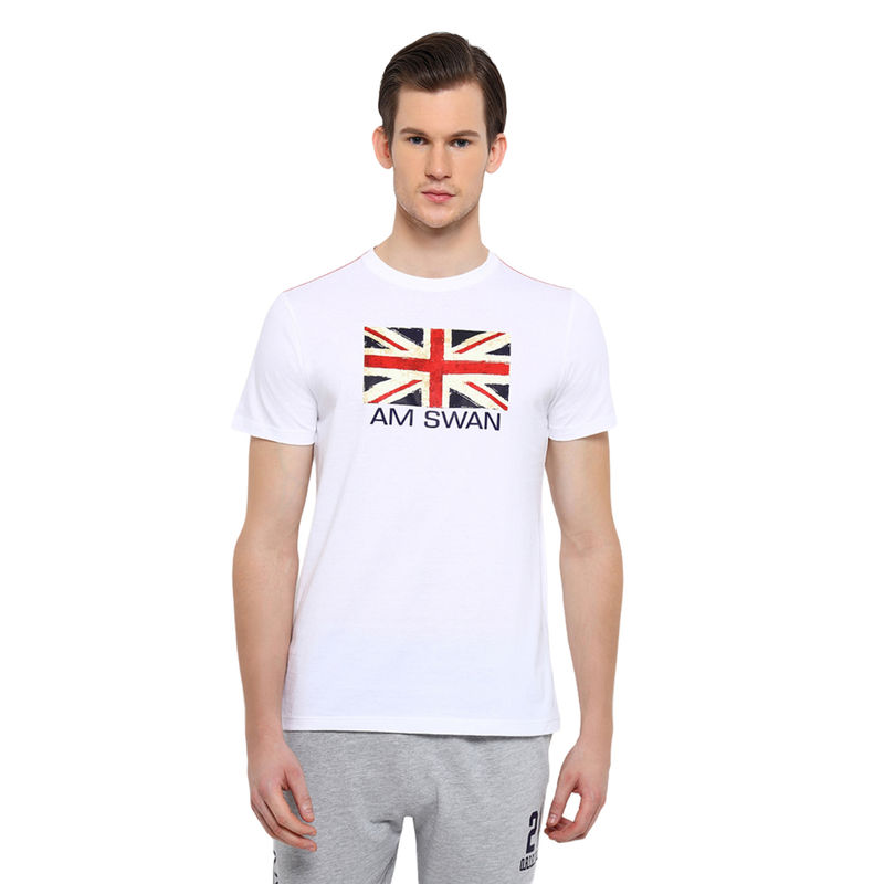 AM SWAN Mens Printed Aruba White T-Shirt (S)