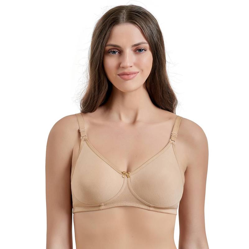 MAROON Cotton Blend Non Padded Full Coverage Wirefree Women T-Shirt Bra - Nude (40D)