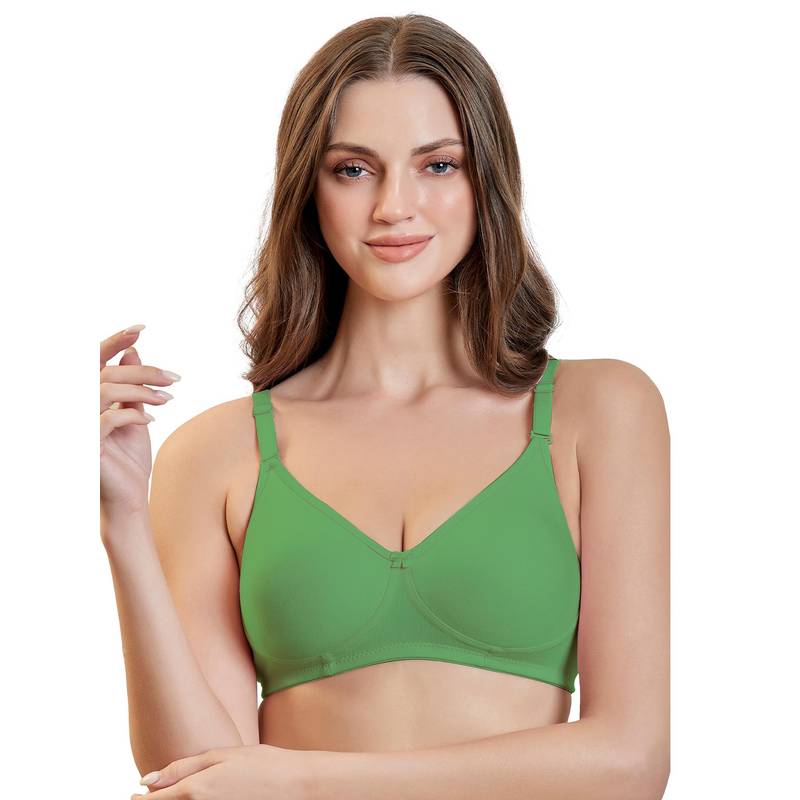 MAROON Cotton Blend Non Padded Full Coverage Wirefree Women T-Shirt Bra - Green (34D)