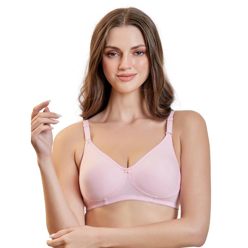MAROON Cotton Blend Non Padded Full Coverage Wirefree Women T-Shirt Bra - Pink (30B)