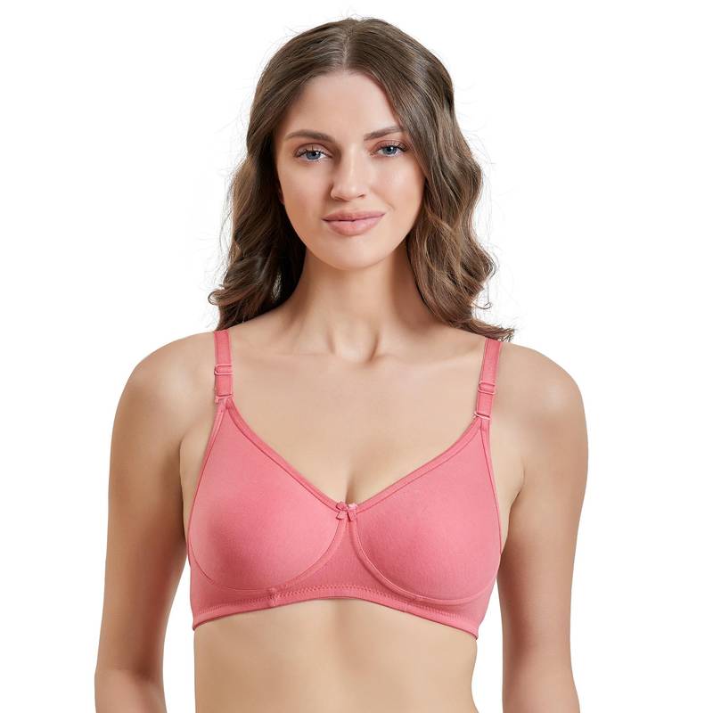 MAROON Cotton Blend Non Padded Full Coverage Wirefree Women T-Shirt Bra - Pink (30B)