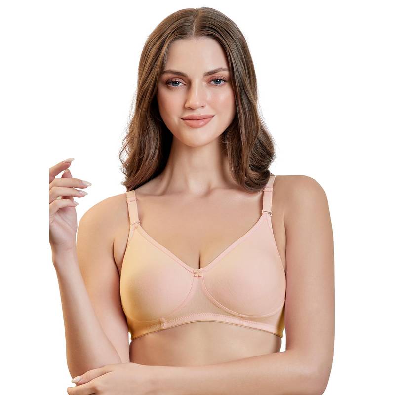 MAROON Cotton Blend Non Padded Full Coverage Wirefree Women T-Shirt Bra - Beige (30B)