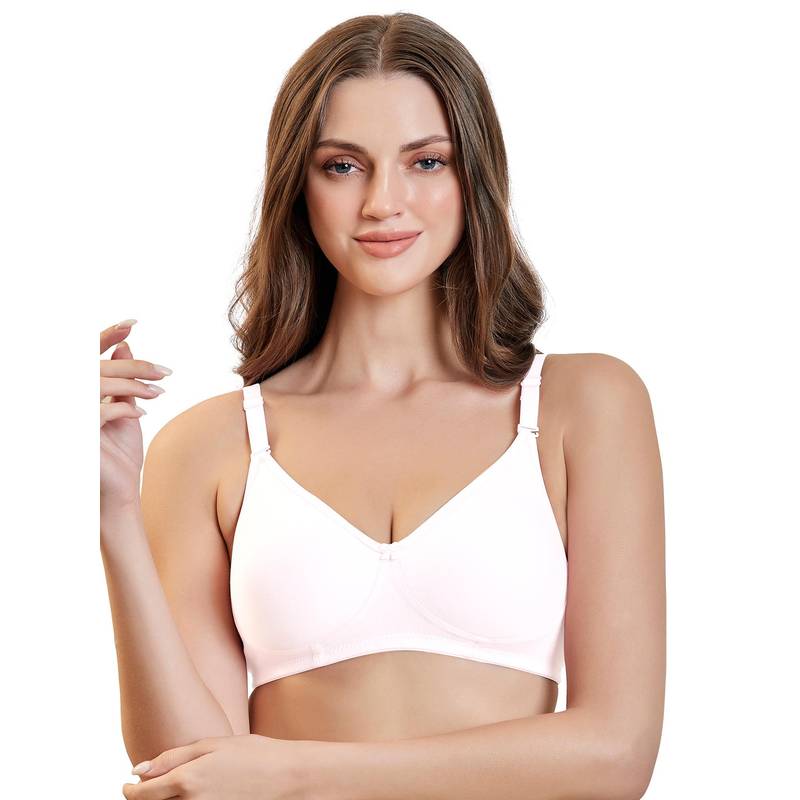 MAROON Cotton Blend Non Padded Full Coverage Wirefree Women T-Shirt Bra - White (34C)
