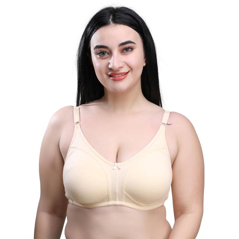 MAROON Cotton Blend Non Padded Full Coverage Non-Wired Women Minimizer Bra - Nude (32B)