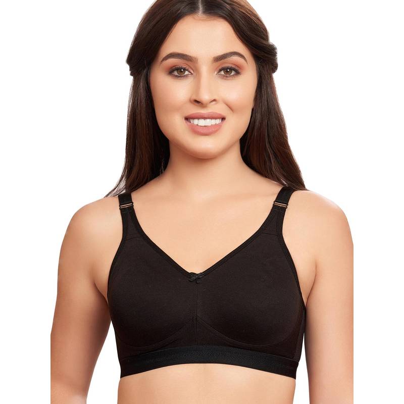 MAROON Cotton Blend T Shirt Bra - Non-Wired and Non Padded and Full Coverage Bra - Black (36C)