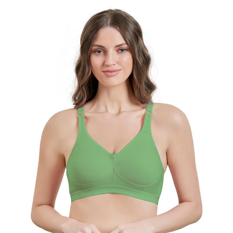 MAROON Cotton Blend T Shirt Bra - Non-Wired and Non Padded and Full Coverage Bra - Green (32B)