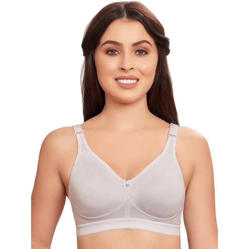 MAROON Cotton Blend T Shirt Bra - White Non-Wired and Non Padded and Full Coverage Bra - White (36C)