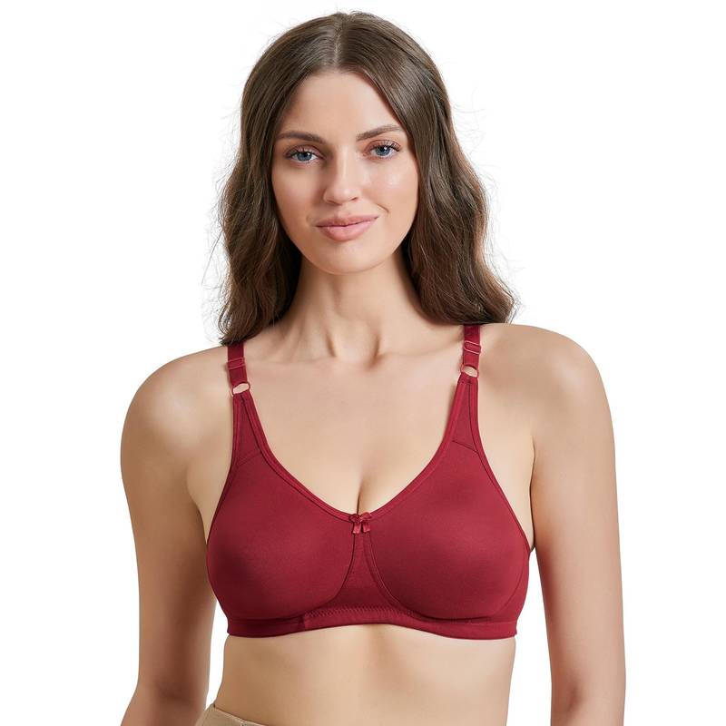 MAROON Polycotton Non Padded Non-Wired Women's T-Shirt Bra - Maroon (32B)