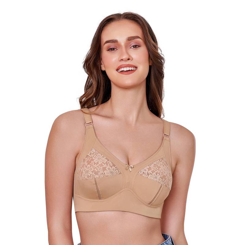 MAROON Long Lasting M Frame Non-Wired Non-Padded Seamed Full Coverage T-Shirt Bra - Nude (32B)