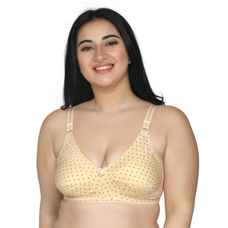 MAROON Cotton Lycra Blend Seamed Non Padded Women's Full Coverage Bra - Beige (32B)