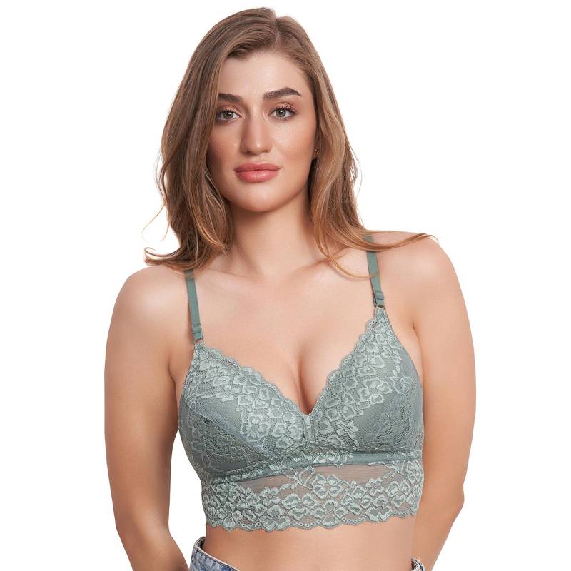 MAROON Lace Heavily Padded Medium Coverage Non-Wired Women Bra - Olivelette Bra - Olive (30B)