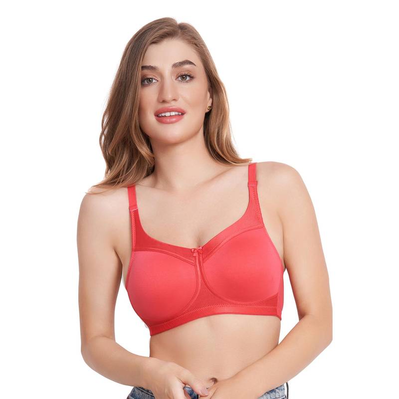 MAROON Cotton Blend Non Padded Full Coverage Non-Wired Women T-Shirt Bra - Pink (32E)