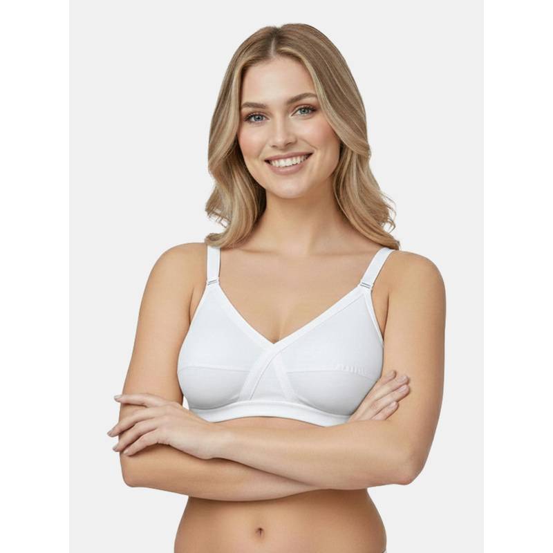 MAROON Cotton Blend Seamed Non Padded Full Coverage Women Minimizer Bra - White (44D)