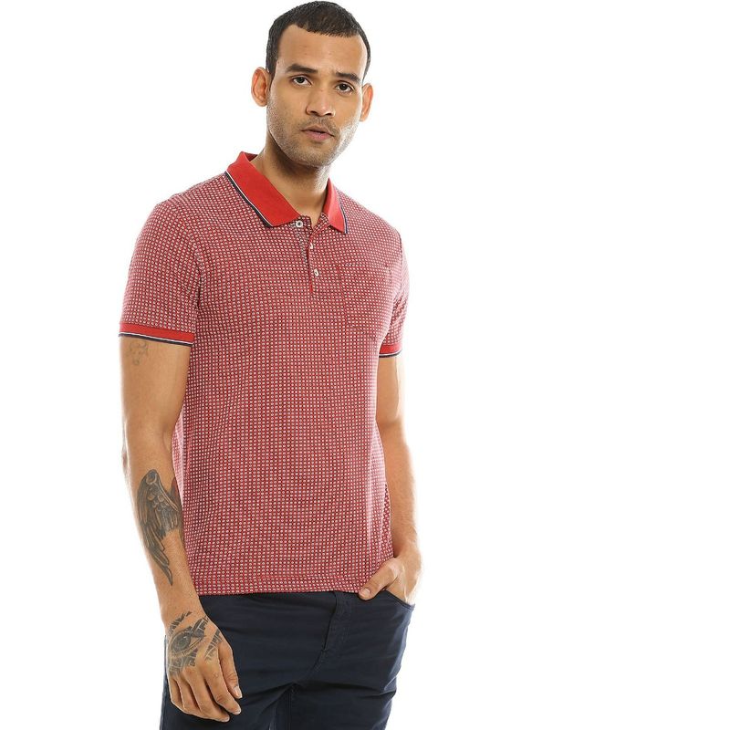 AD By Arvind Men Red Patch Pocket Cotton Polo Shirt (38)
