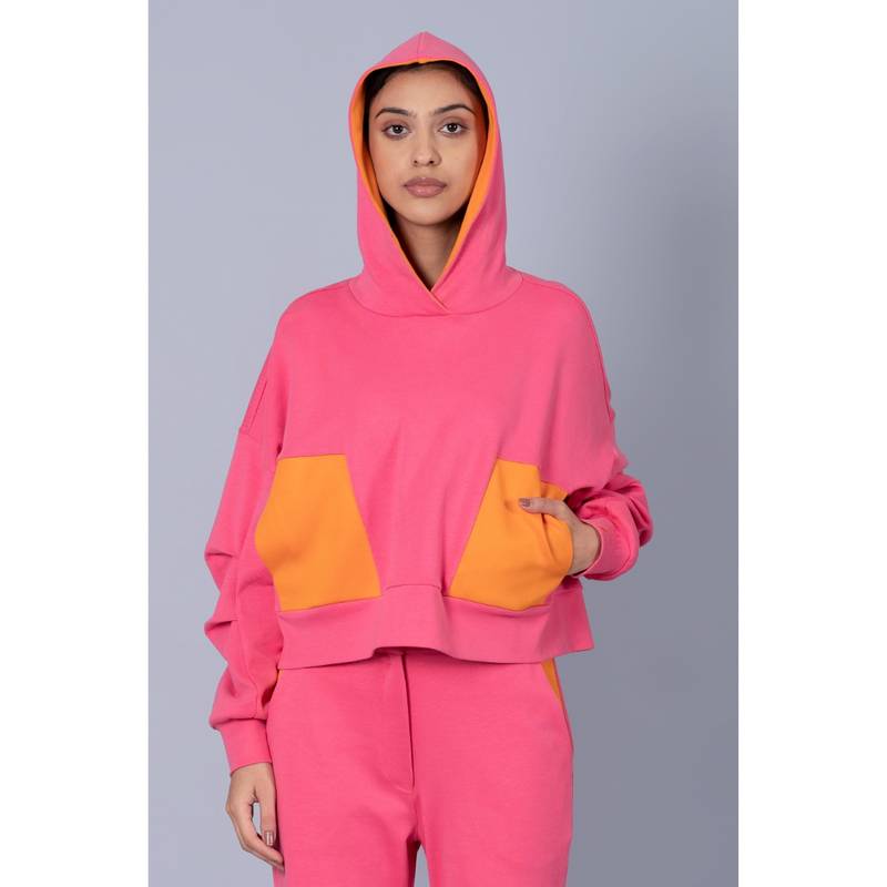 Muvazo Women Flambe Pink & Russet Pop In Bright Sweatshirt (L)