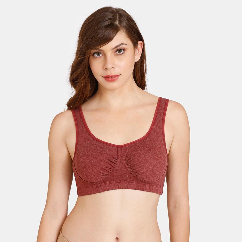 Zivame Rosaline Everyday Double Layered Non-Wired 3-4th Coverage T-Shirt Bra - Syrah (L)