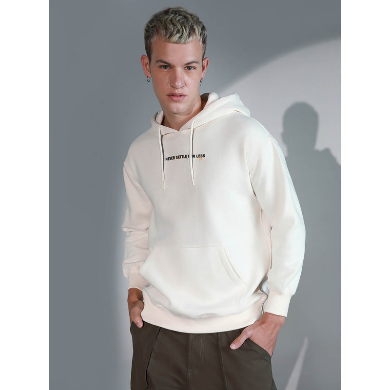 Hubberholme Mens Smart Casual Cotton Long Sleeves Printed White Hoodie (M)