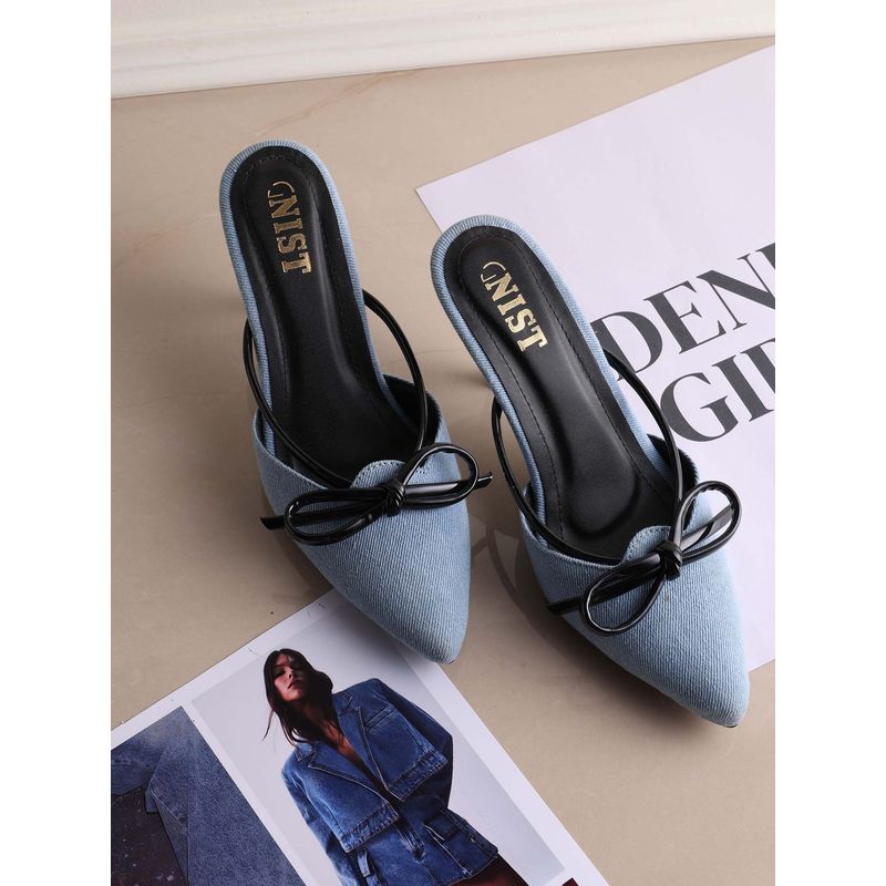 GNIST Pointed Toe Bow Black Mules (EURO 36)