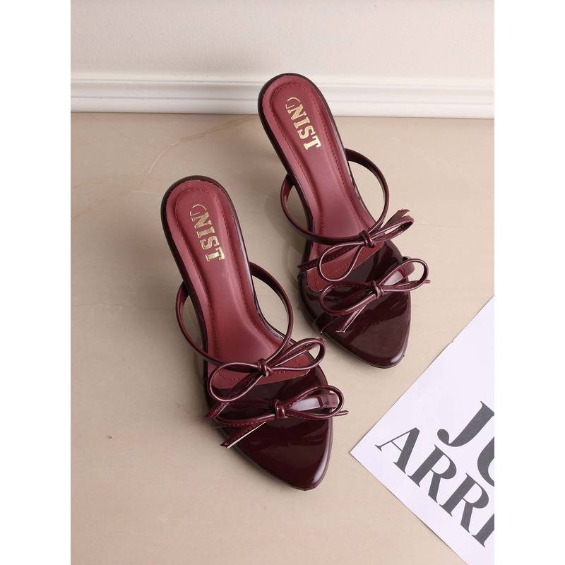 GNIST Double Bow Cherry Maroon Stilettos (EURO 39)