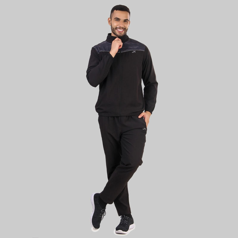 Vector X OTS-209 Black Regular Fit Solid Tracksuit (Pack of 1) (S)