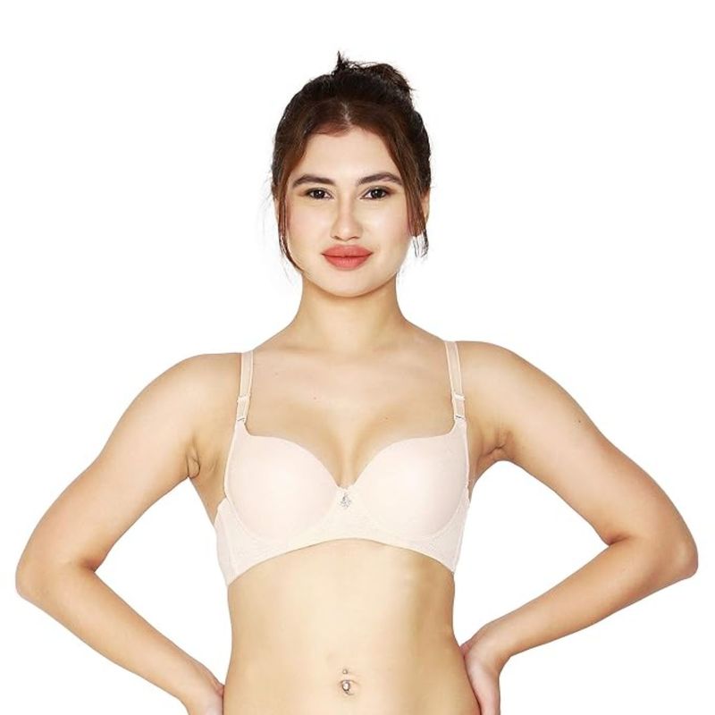 BRACHY Women Self Design Wired Lightly Padded Push Up Bra Beige (30B)
