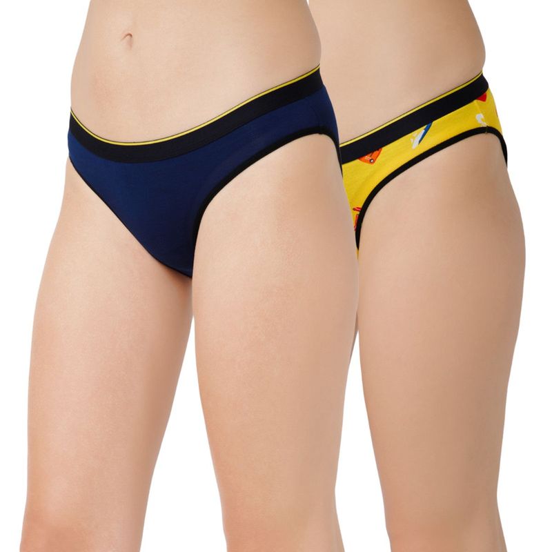 Bummer Womens Printed Micro Modal Bikinis Ultra Soft Underwear Multi-Color (Pack of 2) (L)