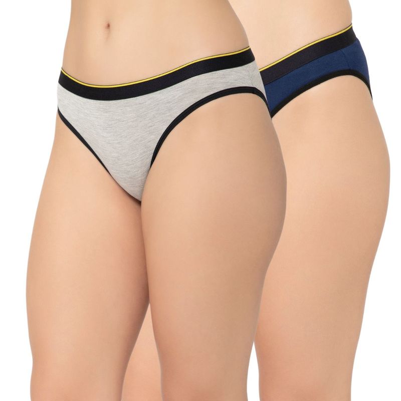 Bummer Womens Solid Micro Modal Bikinis Ultra Soft Underwear Multi-Color (Pack of 2) (L)