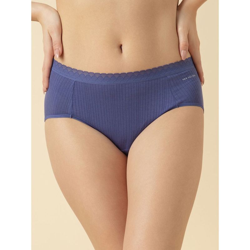 Van Heusen Woman Lingerie and Athleisure Solid Mid Rise Modal Hipster Panty - Blue (XL)