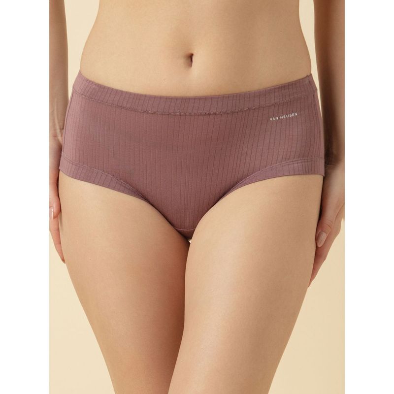Van Heusen Woman Lingerie and Athleisure Solid Mid Rise Modal Hipster Panty - Mauve (XL)