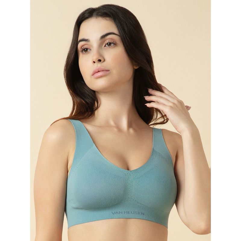 Van Heusen Woman Lingerie and Athleisure Anti Spillage Seamless Flat Knit Bra - Blue (34C)