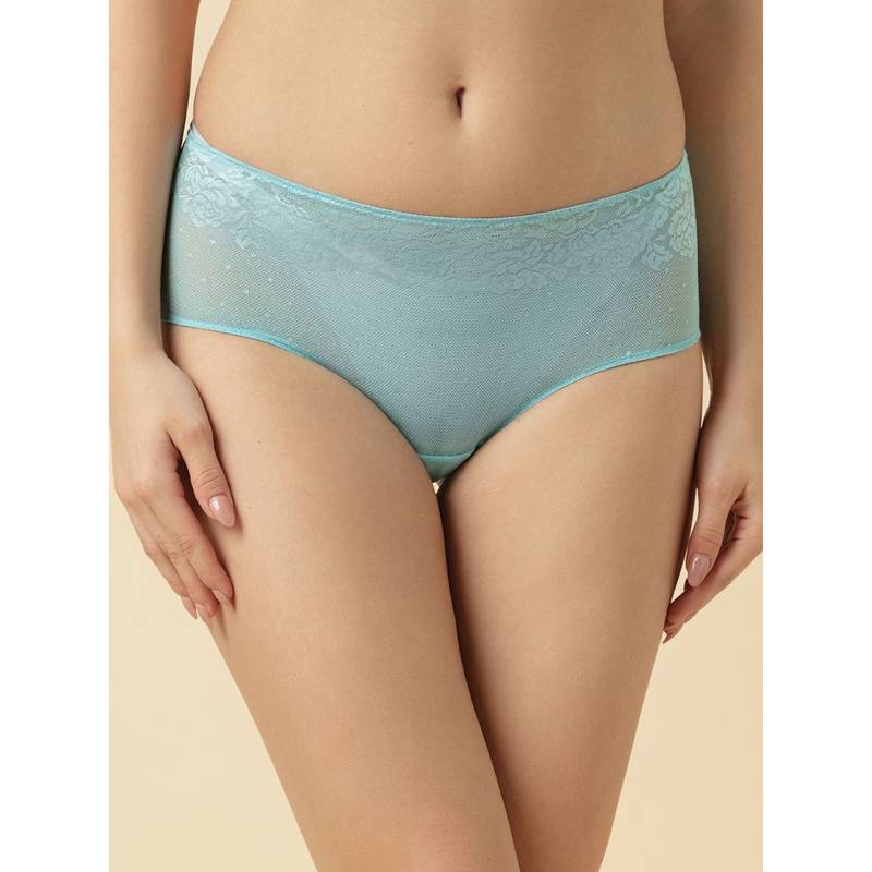 Van Heusen Woman Lingerie and Athleisure Lace Hipster Mid Rise Panty - Light Blue (L)