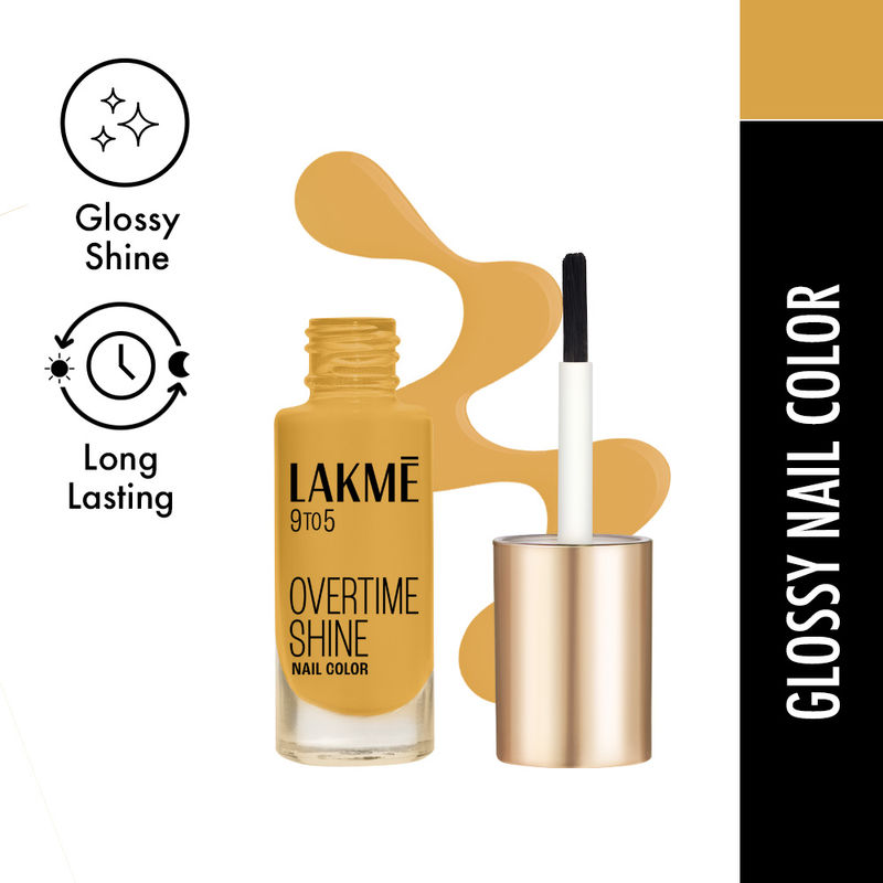 Lakme 9 to 5 Primer + Gloss Nail Color - Mustard Master