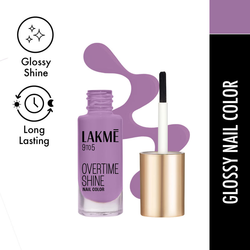 Lakme 9 to 5 Primer + Gloss Nail Color - Lilac Link